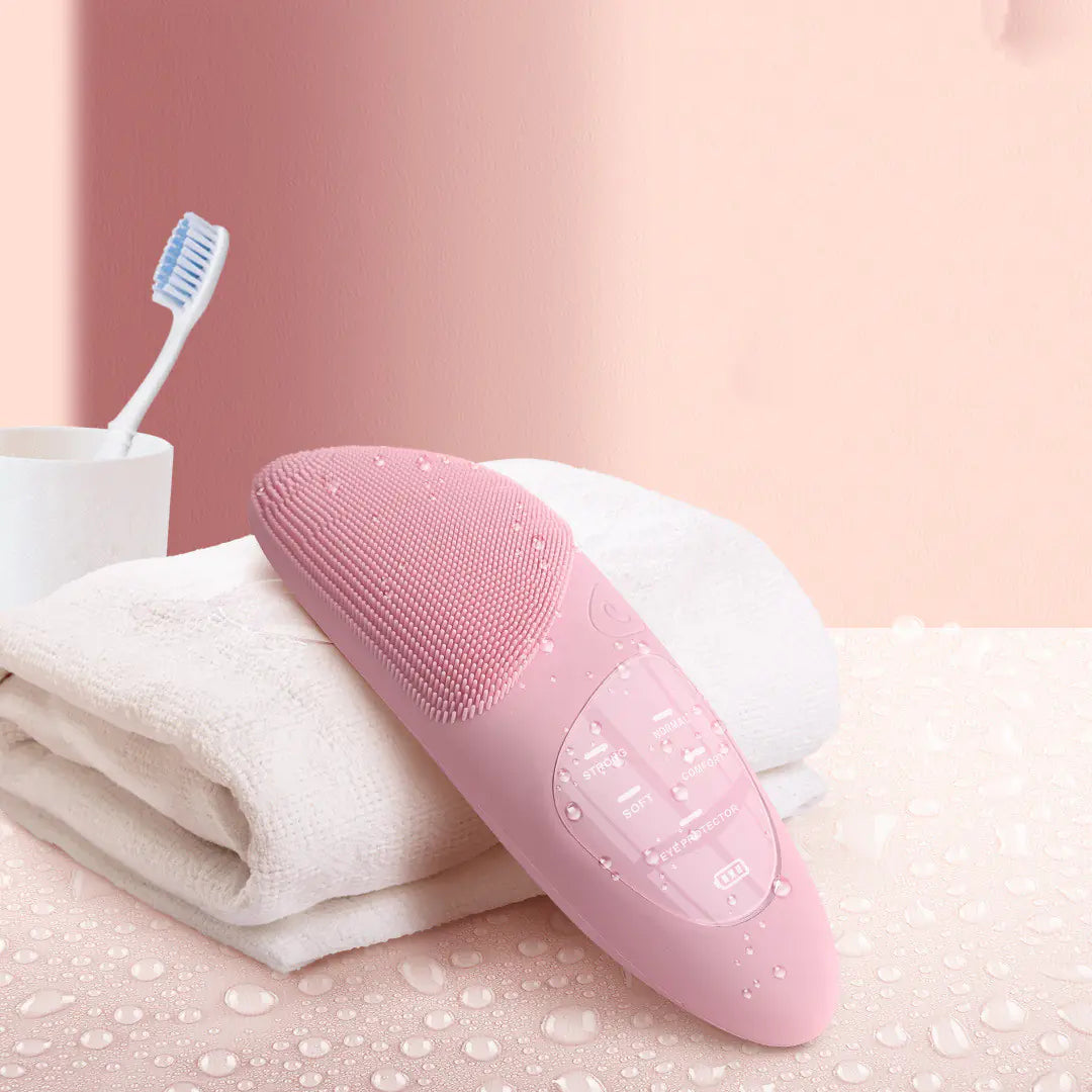 Rechargeable Silicone Facial Cleansing Brush – 5 Modes with Heating & Sonic Vibration